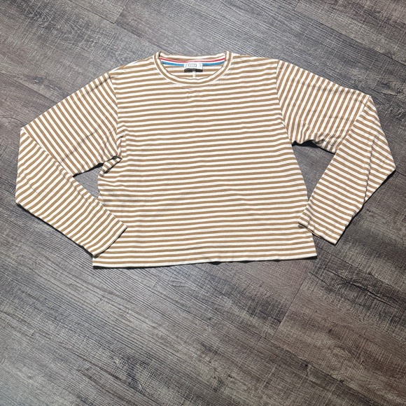 AYR Tops - AYR Beige and White Striped Long Sleeve Top